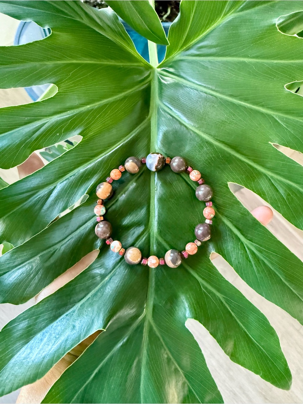 Agate - Jasper - Hematite bracelet (one)